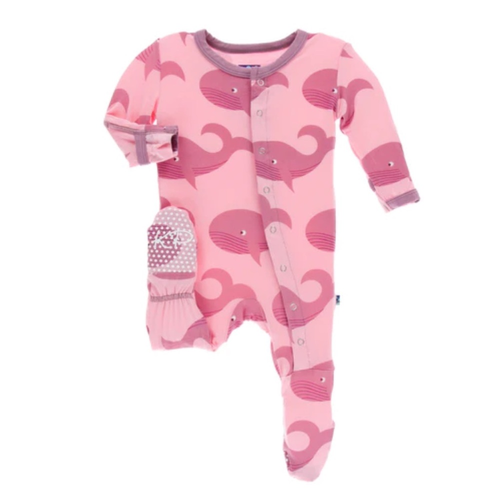 Kickee Pants® Size 18-24M Lotus Whale Ruffle Footie in Pink with zipper